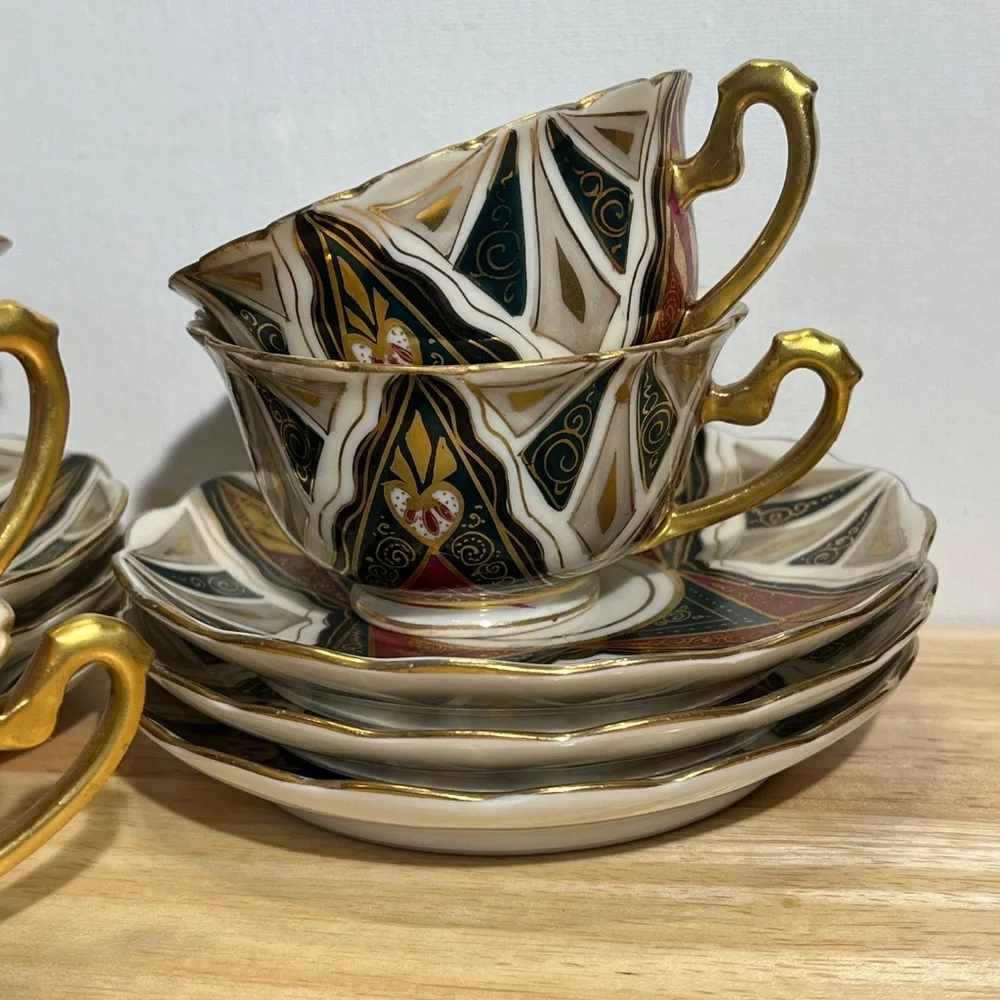 VINTAGE SET OF 6 CUPS & SAUCERS ROYAL VIENNA SUCCESSION AUSTRIA ALHAMBRA